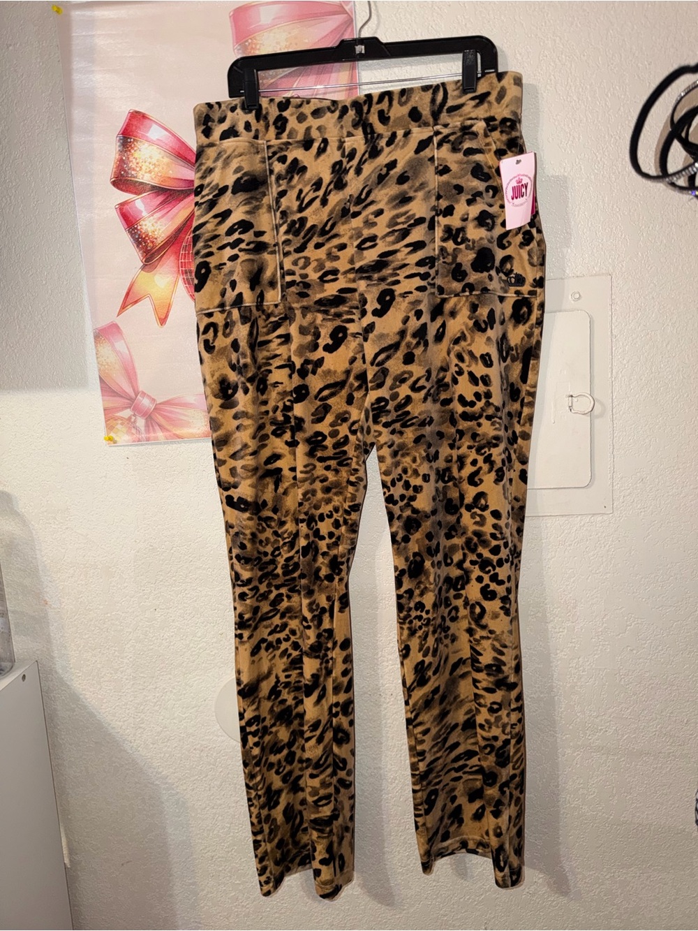 Juicy Couture Brown Leopard Print velour pants